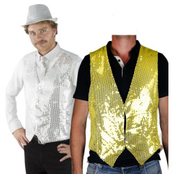 Déguisement Gilet Paillettes - 2 Coloris au Choix