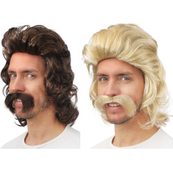 Perruque 118 218 avec Moustaches - 2 Coloris au Choix