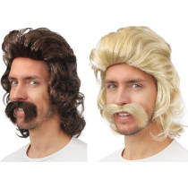 Perruque 118 218 avec Moustaches - 2 Coloris au Choix