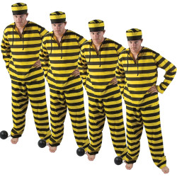 Lot de 4 Déguisements Prisonnier Jaune