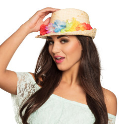Chapeau Borsalino Paille Fleurs