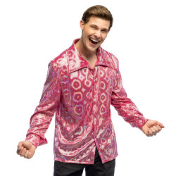 Déguisement Chemise Disco Rose Brillante