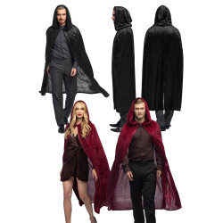 Déguisement Cape Capuche Velours Luxe - 2 Coloris au Choix