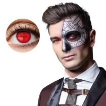 Paire de Lentilles de Contact Grillage Rouge
