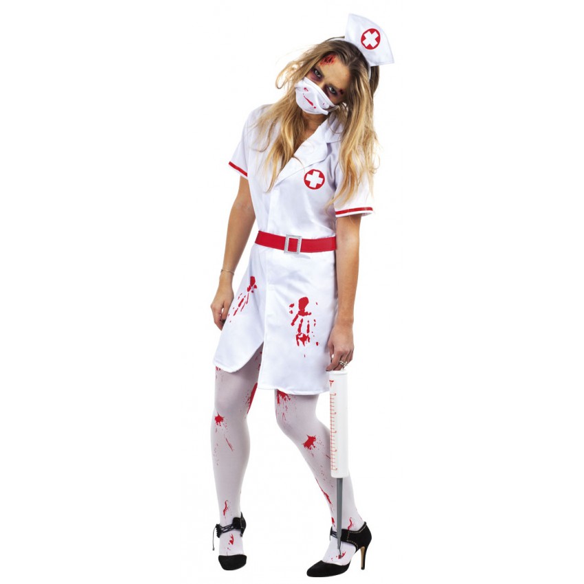 Zombie Infirmière Robe FANTAISIE Fille Enfants Halloween Horreur Enfant Costume Déguisement Chapeau