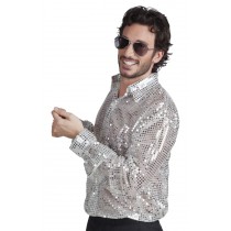 Déguisement Chemise Paillettes Argent / Disco