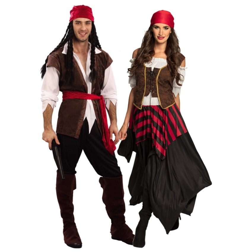 Déguisement Pirate Homme Femme Avec Ceinture Bandana Et Cache-Oeil - Costume Halloween