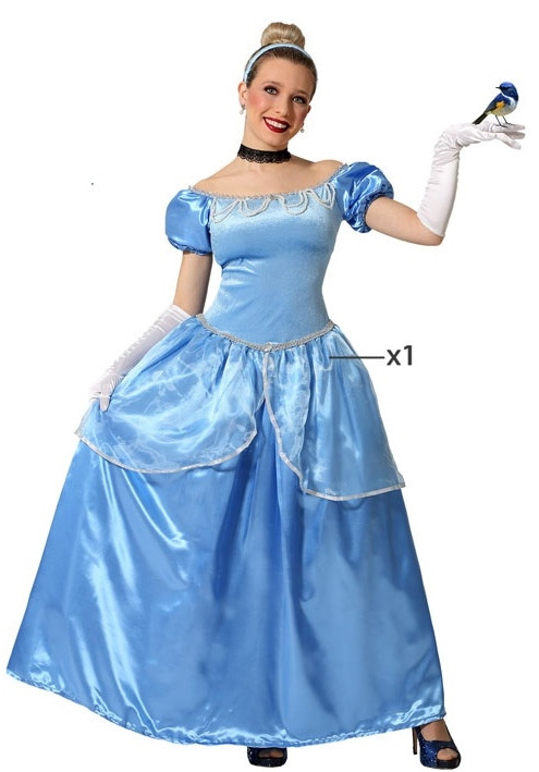 Costume femme princesse enchantée grande robe bleue