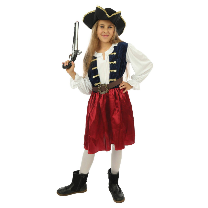 Déguisement Pirate Rose Et Noir Pour Fille 12-24 Mois – Chapeau, Gilet, Jupe, Ceinture, Guêtres – My Other Me