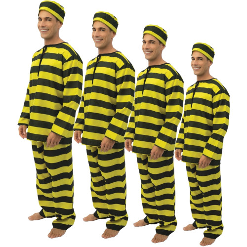 Lot de 4 Déguisements Prisonnier Jaune