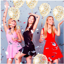 Lot de 6 Ballons Confettis Or