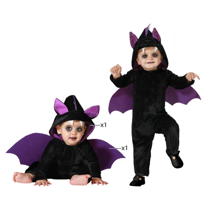 Déguisement Chauve-souris Bébé - Grenouillère Velours - Capuche - Taille 0-24 Mois - Pour Halloween - 2