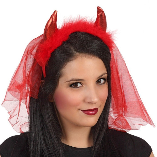 Cornes Diable avec Voile Rouge