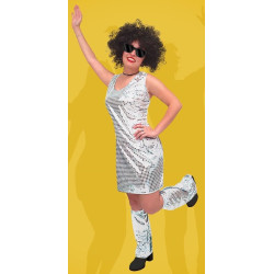 Déguisement Robe Paillettes Argent avec Guêtres