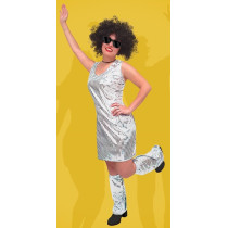 Déguisement Robe Paillettes Argent avec Guêtres