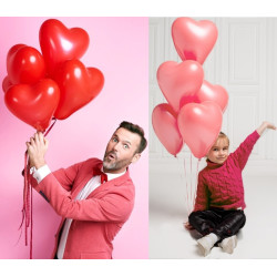 Lot de 5 Ballons Coeurs - 2 Coloris au Choix