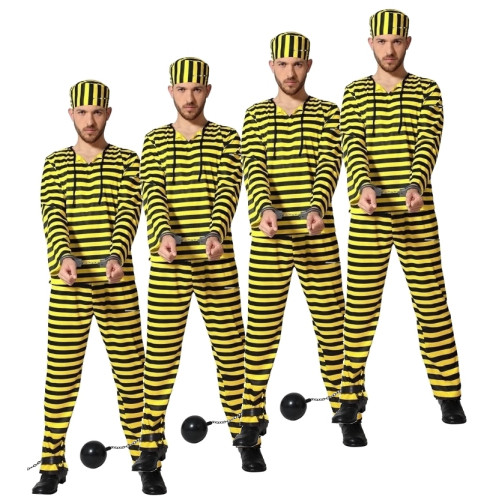 Lot de 4 Déguisements Prisonnier Jaune